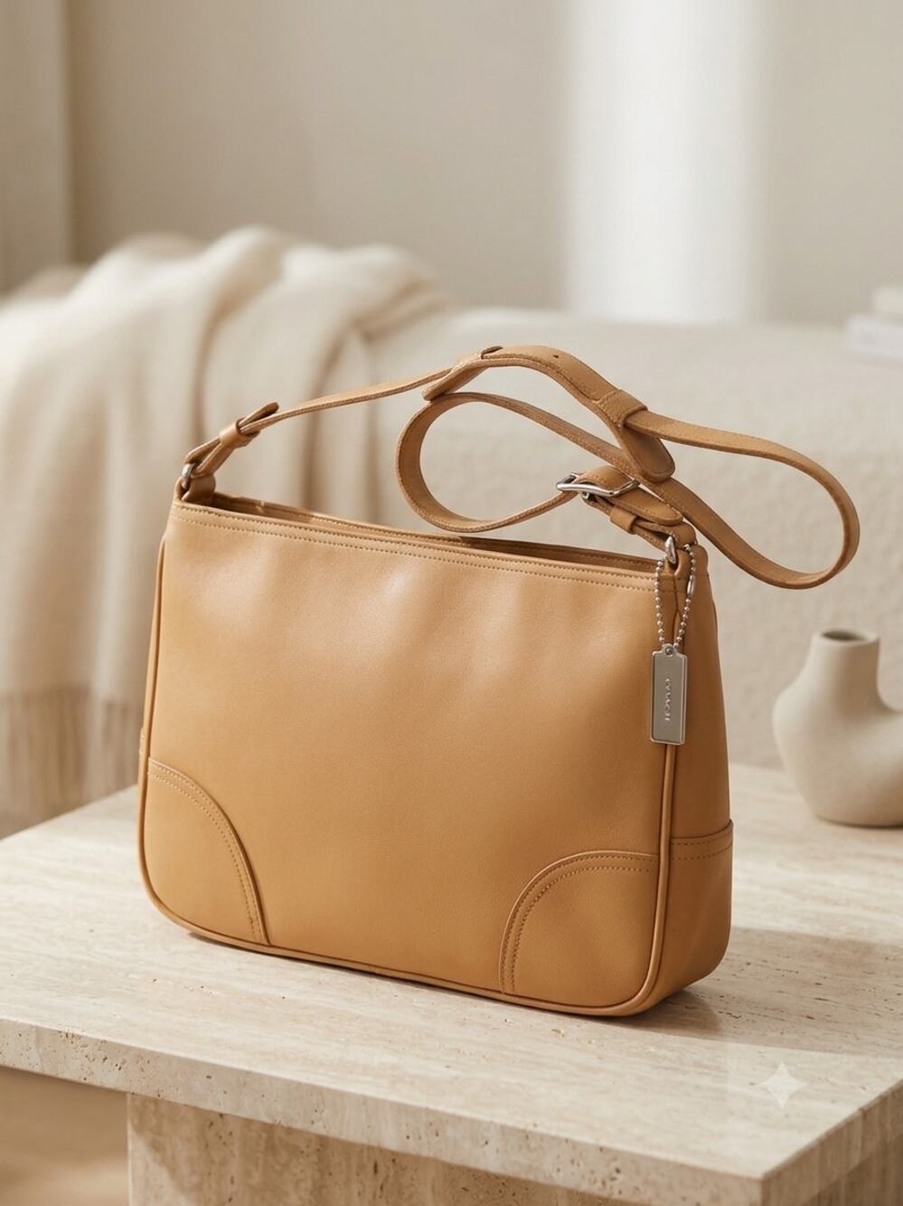 Vintage Coach Camel Leather Girlie Hobo Shoulder Bag 8148 Y2K